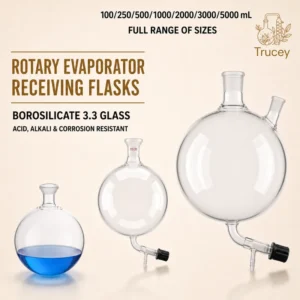 Spherical-Joint Round-Bottom Receiving Flask with Drain Valve for Rotary Evaporators